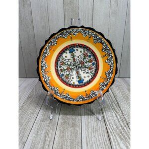 Vintage Turkish Ceramic Decorative Wall Plate 7'' Mavi Deniz Kutahya Art Pottery
